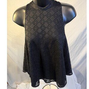 Vintage Y2K Abercrombie & Fitch Crochet‎ Crop Top Black Goth Womens Medium M